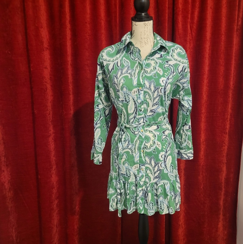 ZARA Green Paisley Women's Dress Size M